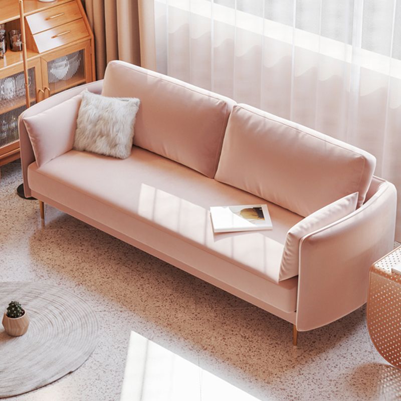 Velvet Pillow Top Arm Sofa with Two Pillows Back for Apartment