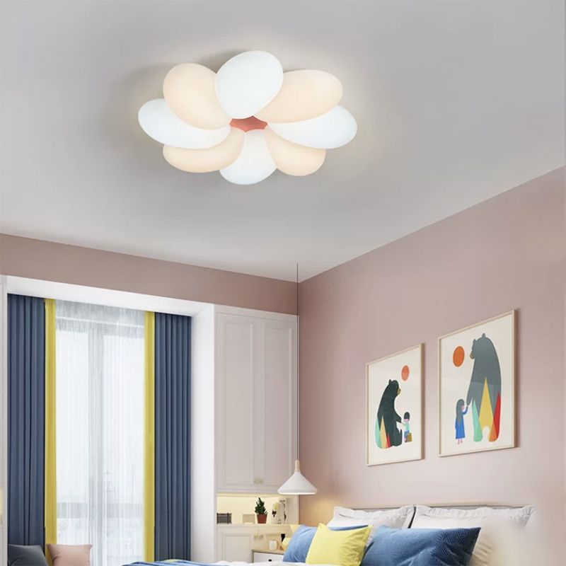 LED Modern Metal Flush Mount Flower Shape Ceiling Light with Acrylic Shade for Bedroom