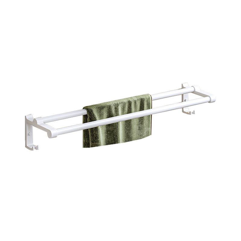 Modern White Finish Bathroom Accessory Set with Bath Shelf/Towel Bar/Robe Hooks