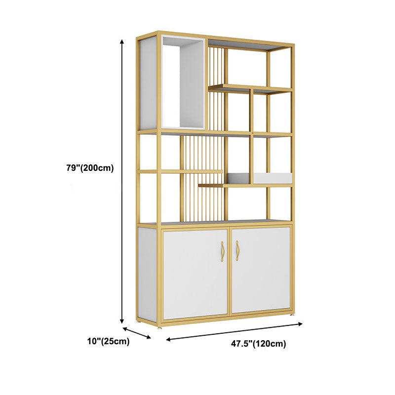 Contemporary Metal Bookshelf Open Shelf Bookcase with Cabinets