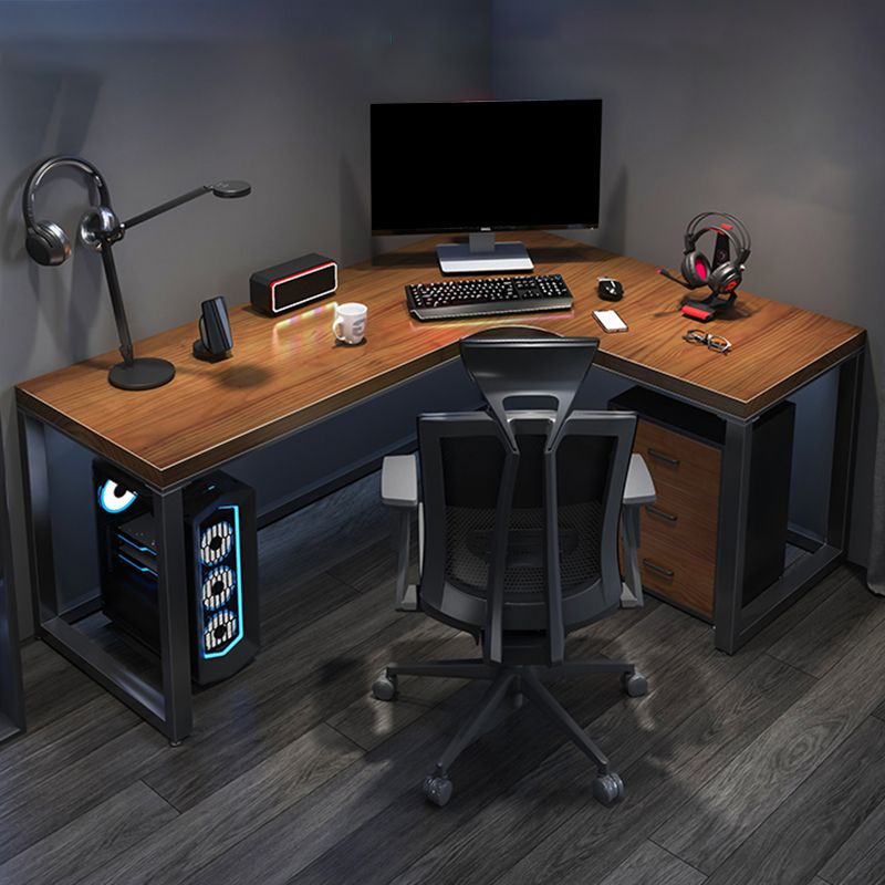 Modern Solid Wood Computer Desk L-Shape Base Home Office Desk