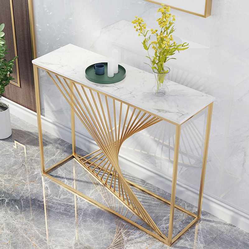 12 inch Wide Glam Console Table in White/Black Abstract Console Table