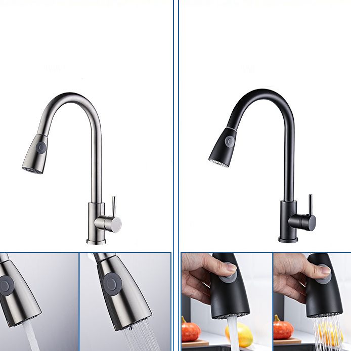 Modern Spray Kitchen Faucet Stainless Steel with Pull Out Sprayer Bar Faucet