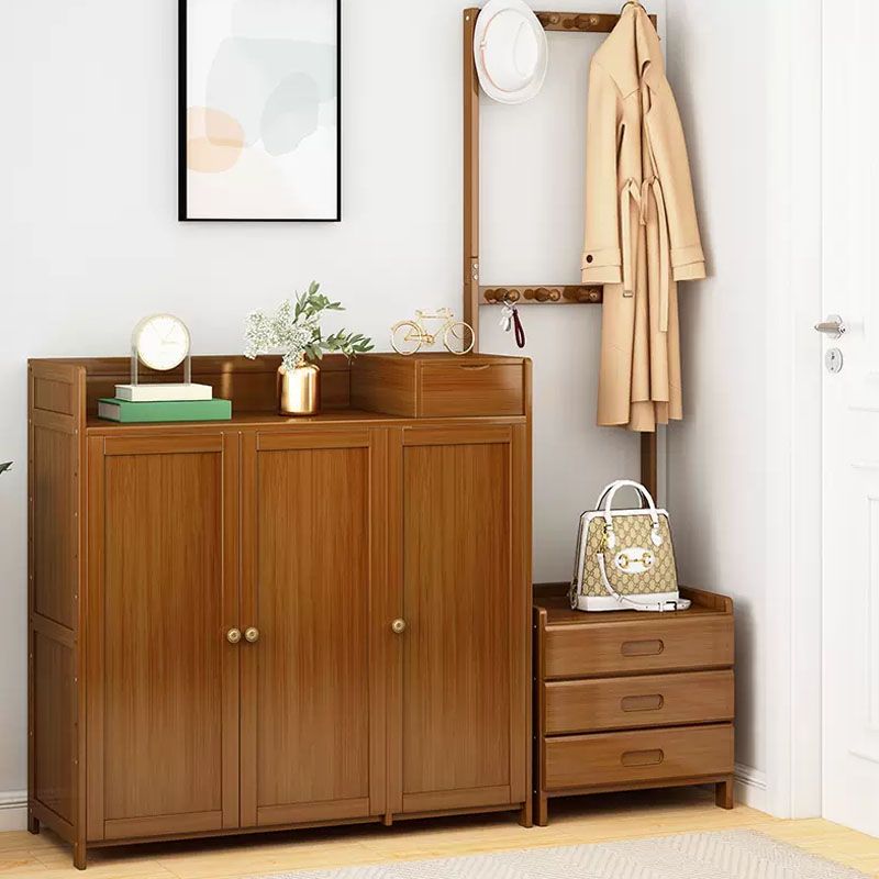 Wooden Hall Stand Modern Style Minimalist Home Floor Coat Rack with Drawer