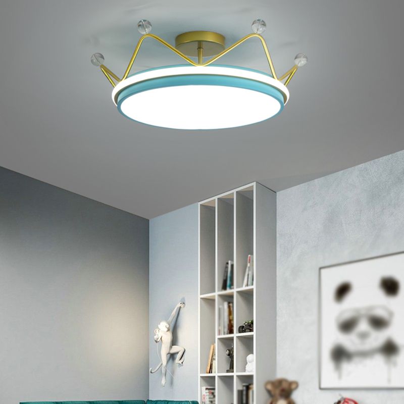 Modern Style Crown Shape Ceiling Fixtures Metal 2 Light Flush Ceiling Light Fixtures