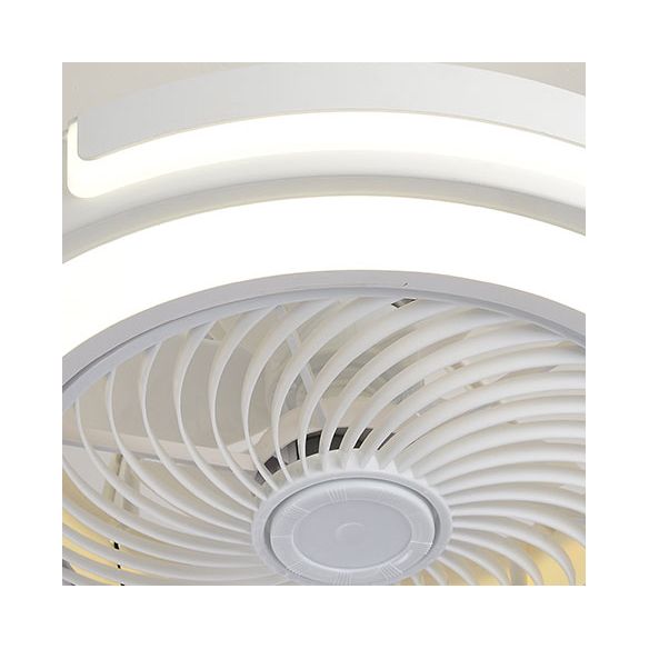 Montaje de ventilador LED circular de acrílico en ventiladores de techo de hierro forjado de estilo creativo moderno para dormitorio