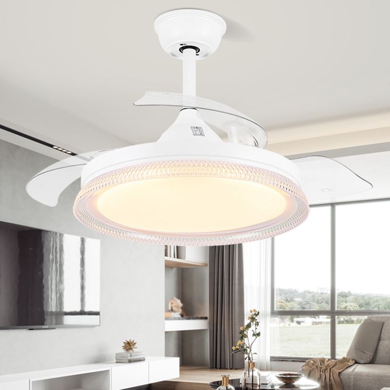 Contemporary Fan Ceiling Lighting in White Interior LED Ceiling Fan Fixture