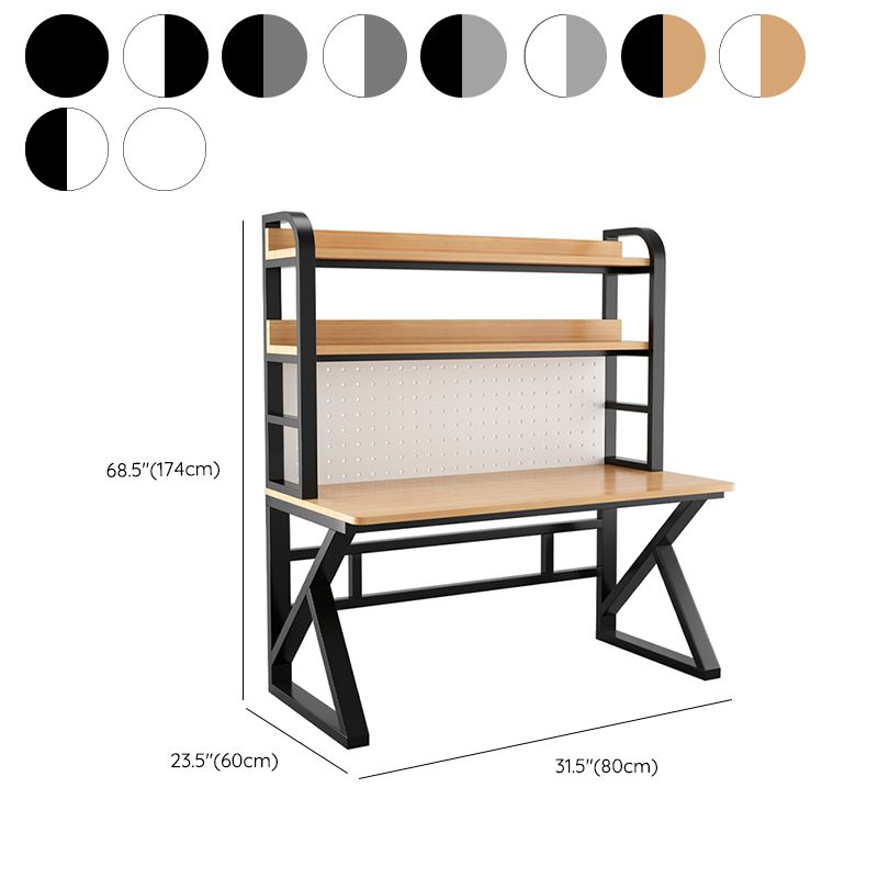 Contemporary Dormitory Writing Desk Sled Base Office Desk with Storage Shelves