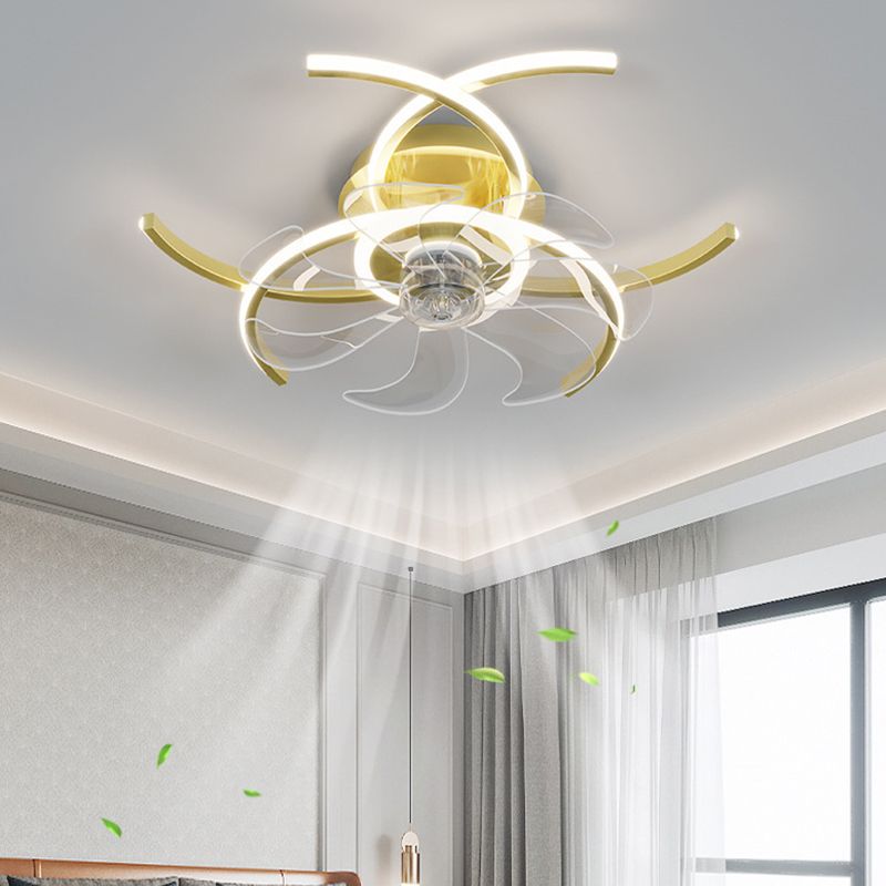 Simple Ceiling Fan Light Fixture Linear LED Ceiling Lamp for Bedroom