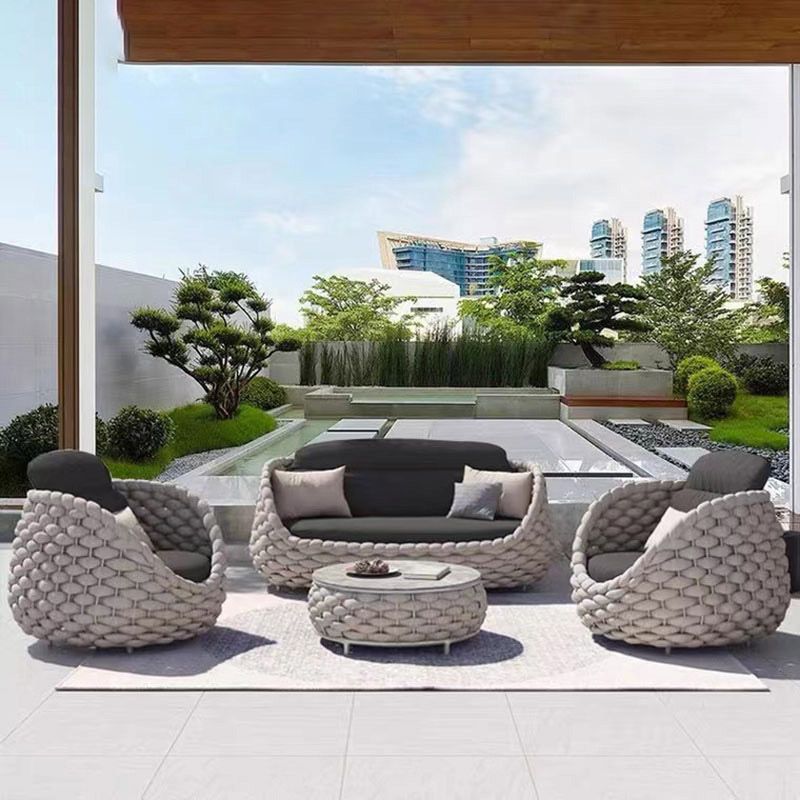 Modern Gray Outdoor Patio Sofa Aluminum Frame Rust Resistant Patio Sofa with Cushion