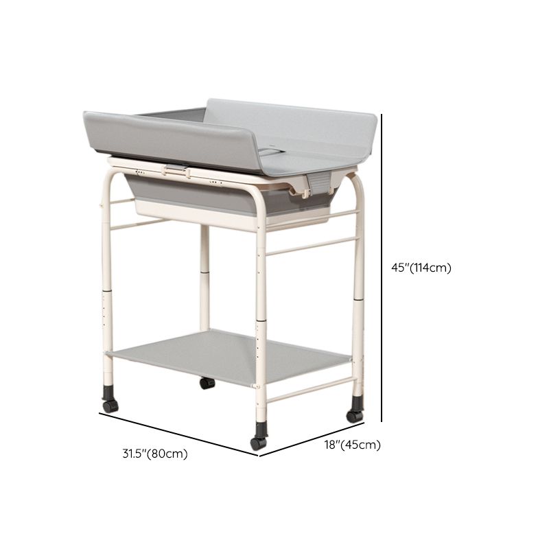 17.7" W Metal Changing Table with Shelf, Grey Changing Table