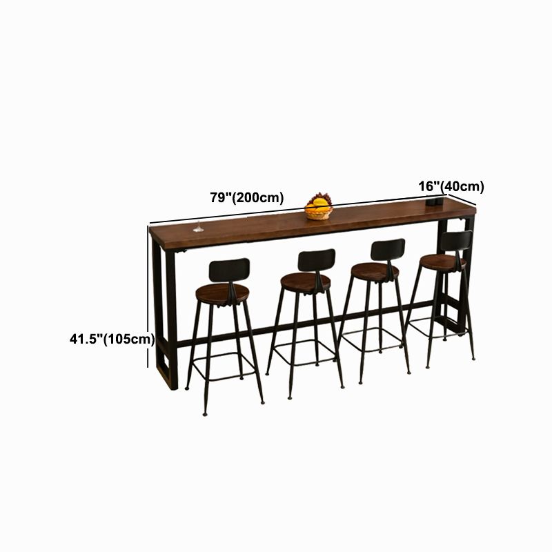 Industrial Brown and Black Bistro Bar Desk Solid Wood Trestle Bistro Bar Table