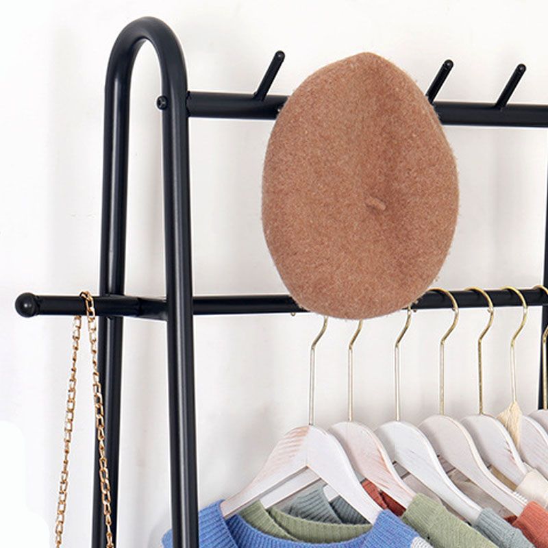 Modern Entryway Kit Metal Framed Hanging Rails and 5 Hooks with Lower Shelf Coat Hanger