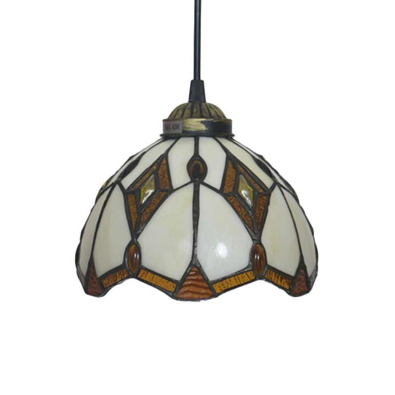 1 Light Grape/Flower/Diamond Pendant Light Kit Victorian White/Red/Yellow Cut Glass Suspension Lamp for Kitchen