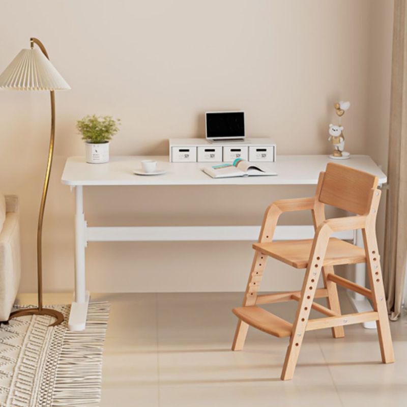 White Contemporary Adjustable Children's Desk in Solid Wood and Steel