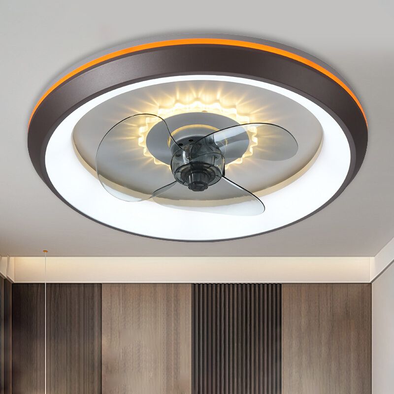 Modern Concise LED Ceiling Fan Light Lacquered Iron Circular Ceiling Fans with Acrylic Shade