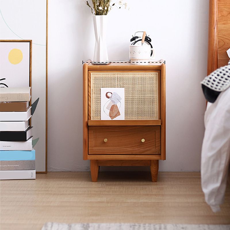 Rattan Bedside Cabinet Modern Minimalist Bedside Table with Legs