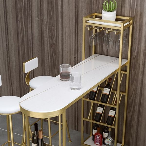 Modern Style Bar Table Stone Fixed Bistro Bar Desk with Storage