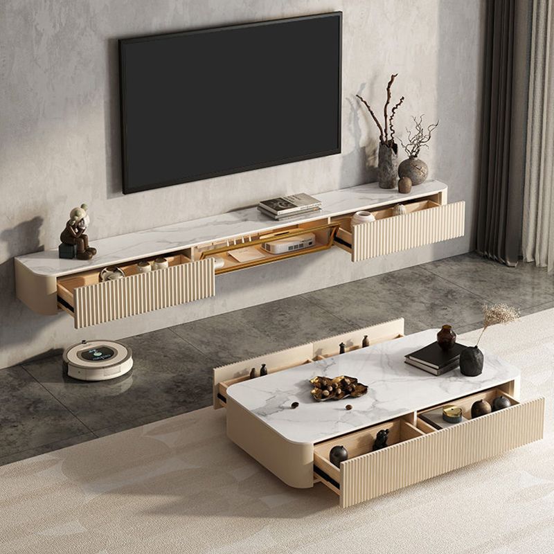 Contemporary TV Media Stand with Drawers Floating TV Stand Console