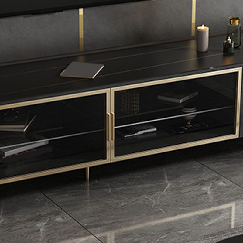 Glam TV Media Console Enclosed Storage TV Console for Living Room