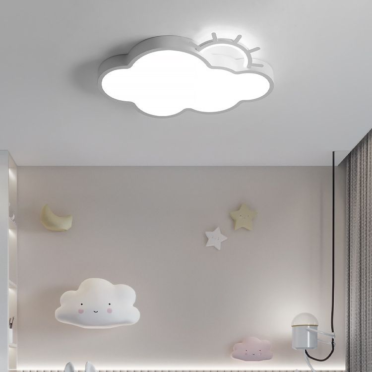 Single Modernism White Finish Flush Mount Lighting LED Unique Ceiling Light