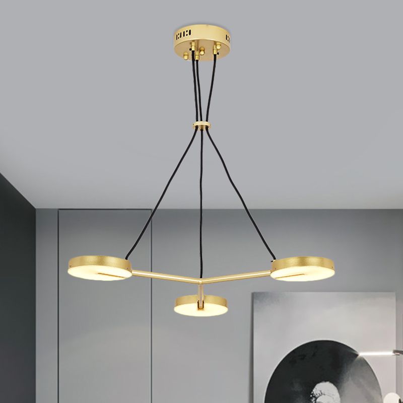 Rounded Chandelier Lighting Modernism Metal LED Gold Hanging Light Fixture for Living Room