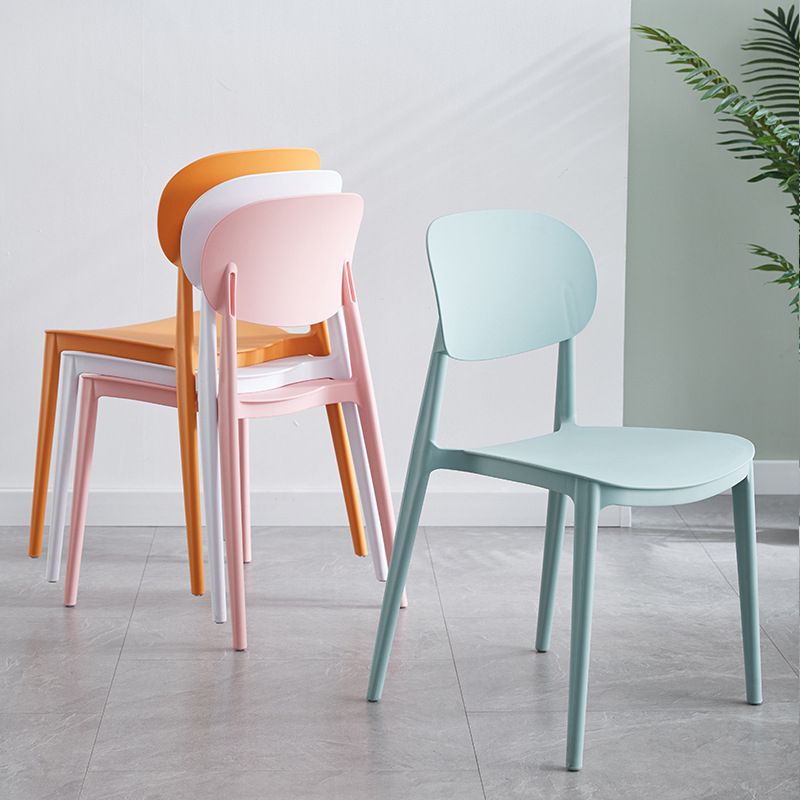 Contemporary Plastic Kitchen Dining Room Chair Open Back Side Chair