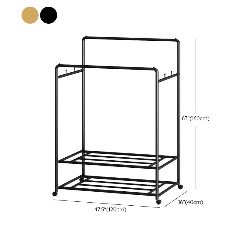 Modern Hall Stand 2 Hanging Rails and Storage Shelving Entryway Kit with Castors