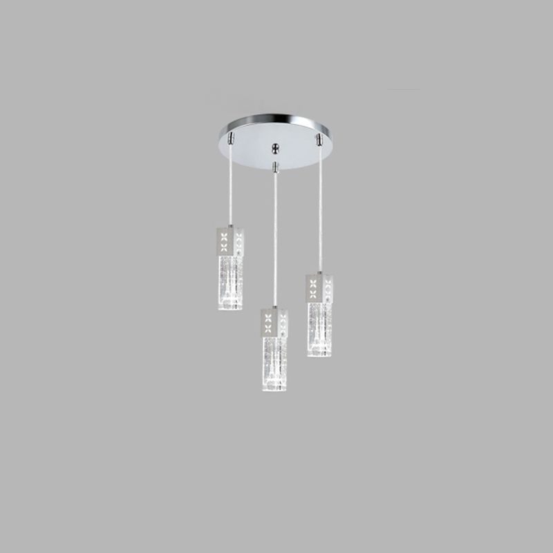 Linear Hanging Light Fixtures Modern 3-Light Clear Suspension Lamp with Crystal Shade