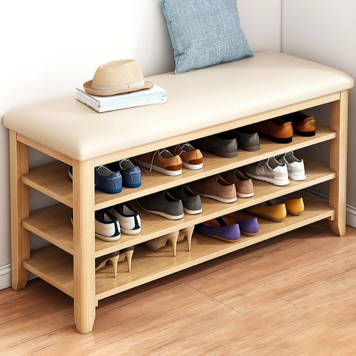 11.81 Inch Wide Seating Bench Rubberwood Bench with Shoes Storage