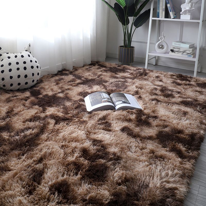 Simplicity Plain Shag Rug Polyester Indoor Carpet Non-Slip Backing Area Rug for Living Room