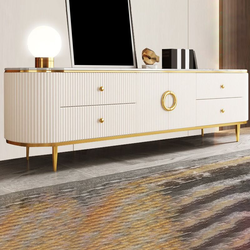 Contemporary TV Media Console Stone TV Console with 4 Drawers