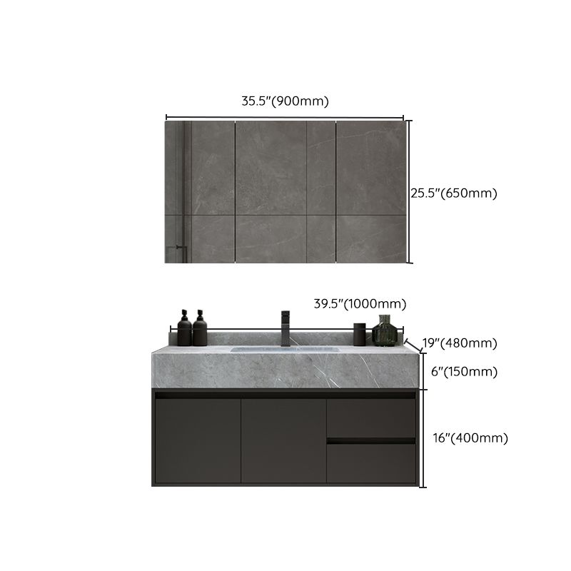 Modern Wall Mount Bathroom Vanity Set Stone Bathroom Vanity with Mirror