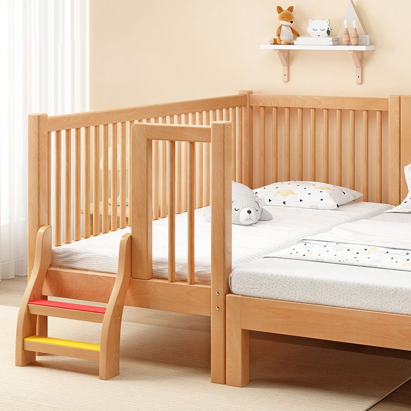 Traditional Solid Wood Nursery Bed Guardrail Washed Natural Baby Crib