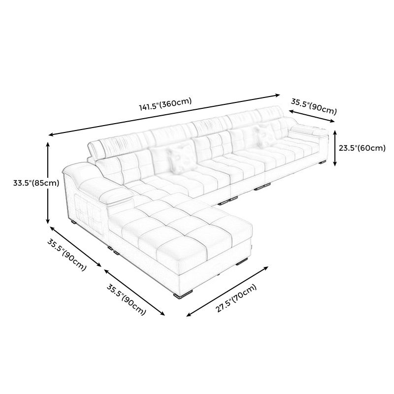 Contemporary Sofa Grey High Back Sloped Arms Sofa/Sectional for Living Room