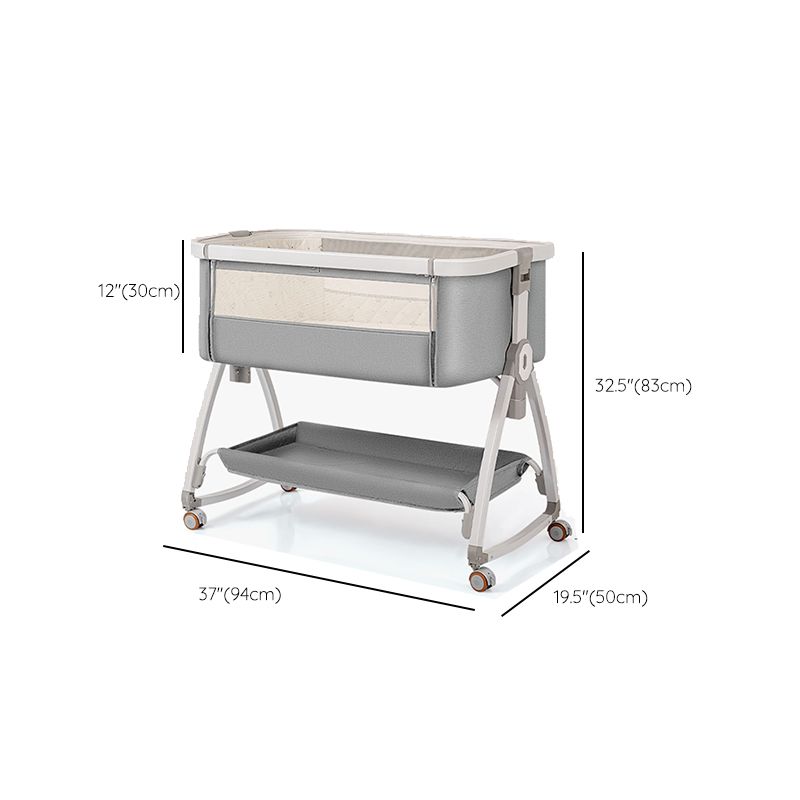 Metal Adjustable Bedside Crib Gliding Rectangle Crib Cradle for Baby