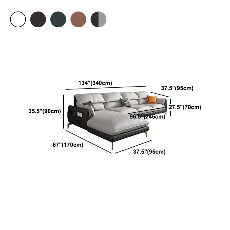 Scandinavian Pillow Top Arm Sectional with Storage for Four People