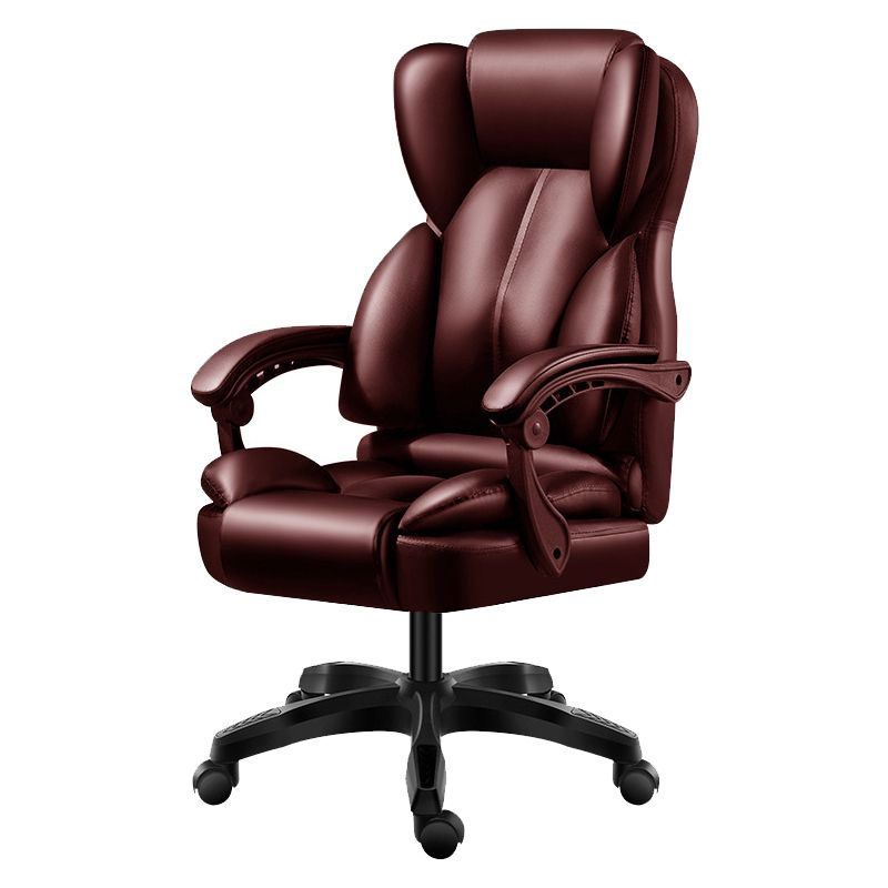 Modern Swivel Chair Adjustable Seat Height Faux Leather Office Chair with Wheels