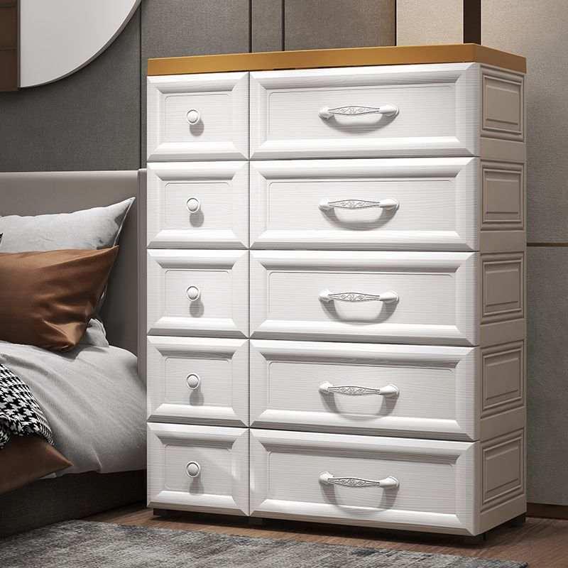 Modern Kids Nightstand Plastic 10 Drawers Baby Dresser for Bedroom