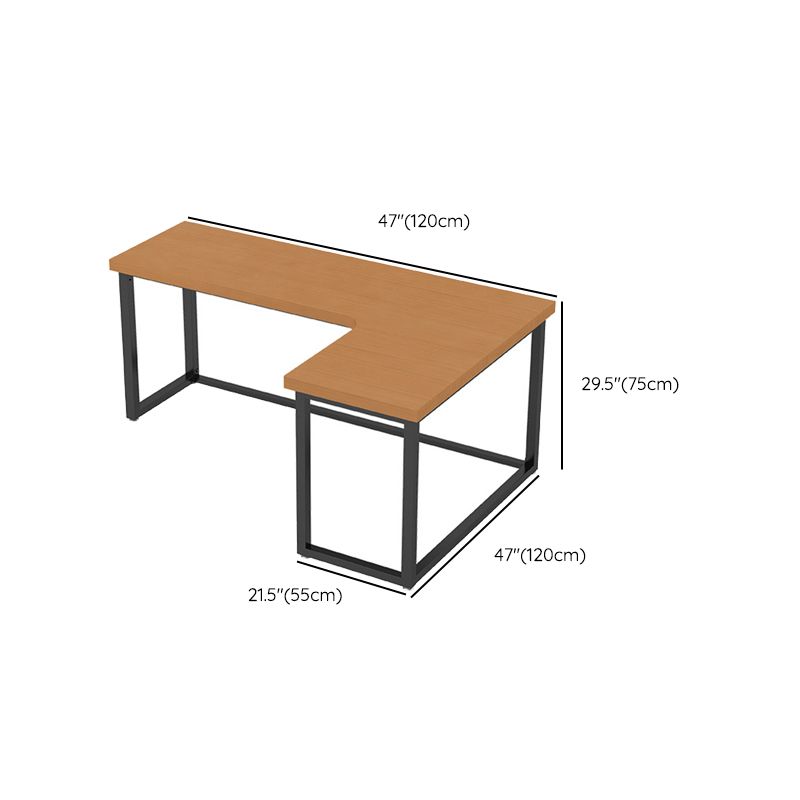 Contemporary Style Iron Office Desk L-Shape Writing Desk for Office