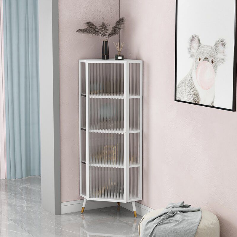 Contemporary Curio Cabinet Metal Buffet Cabinet with Glass Door for Bedroom