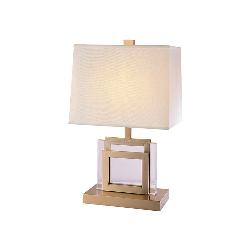 Contemporary 1 Head Task Lighting Gold Trapezoid Reading Book Light with Fabric Shade