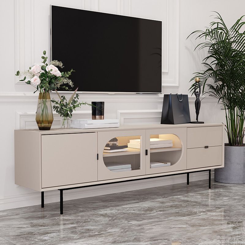 Contemporary Wood TV Console Enclosed Storage TV Media Stand for Living Room