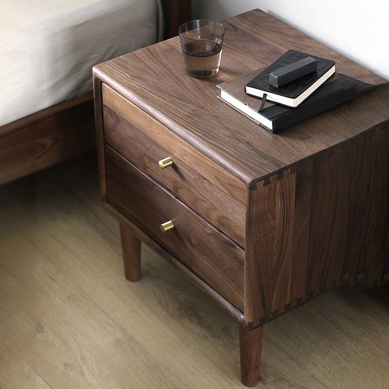 Solid Wood Nightstand Modern 18 Inch H Drawer Storage Night Table with Legs