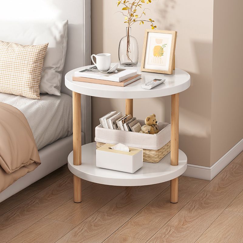 Imitation Wood Nightstand Open Storage Modern Shelf Included Night Table with Legs