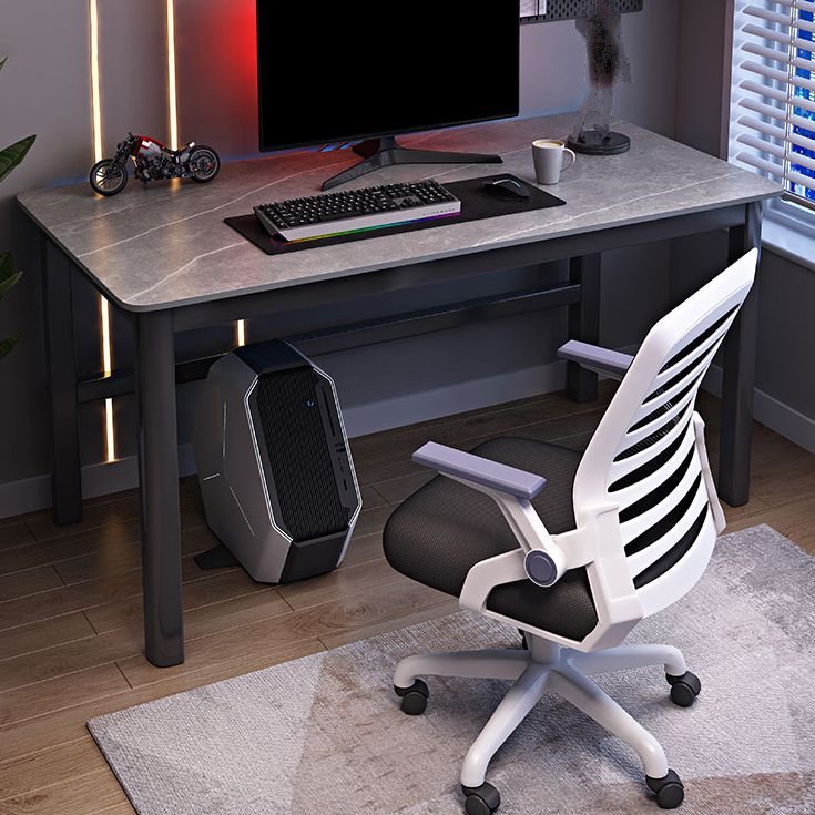 Modern Stone Gaming Desk Rectangular Parsons Base Computer Desk