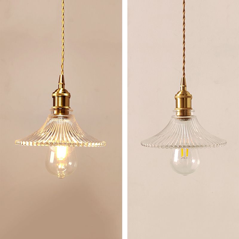 Glass Shaded Hanging Ceiling Light Minimalist Style Hanging Pendant Light in Gold