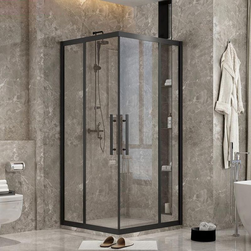 Framed Double Sliding Shower Enclosure Square Matt Black Shower Enclosure