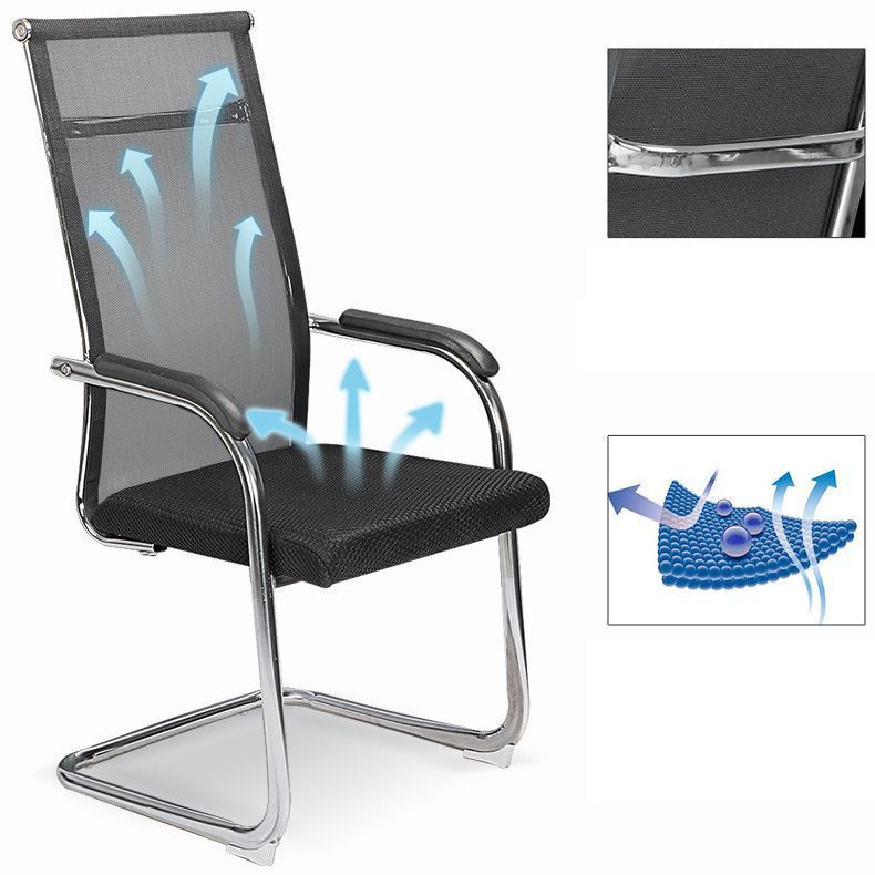 No Wheels Office Chair with Breathable AirGrid High Back Microfiber Chair