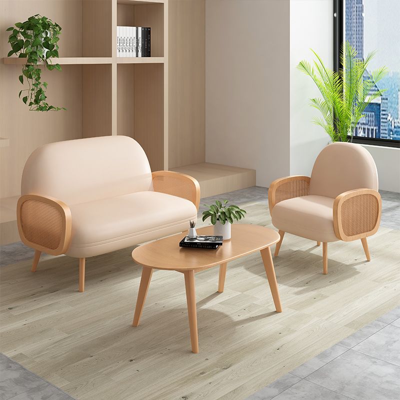 Beige skandinavischem Quadrat Tuftted -Sofa mit 4 Holzbeinen für die Wohnung